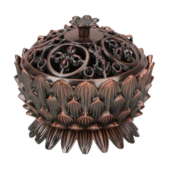 Vintage Lotus Shaped Alloy Incense Burner Holder