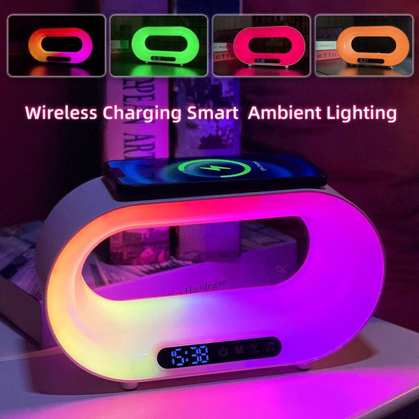 Multi-function 3 In 1 LED Night Light APP Control RGB Atmosphere Desk Lamp Smart Multifunctional Wireless Charger Alarm Clock - TrendSetDas